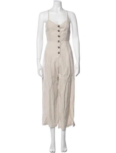 Pre-owned Reformation Linen V-neck Jumpsuit In Neutral