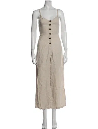 Pre-owned Reformation Linen V-neck Jumpsuit In Neutrals