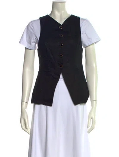 Pre-owned Reformation Linen V-neck Polo W/ Tags In Black