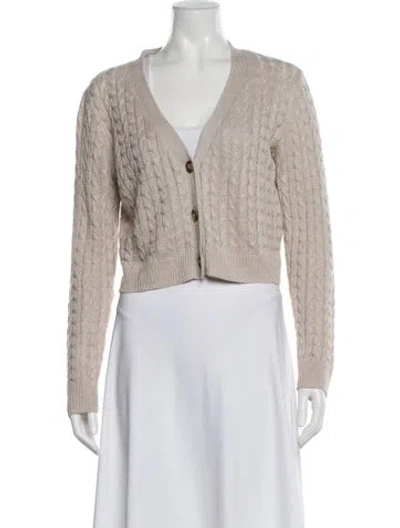 Pre-owned Reformation Linen V-neck Sweater In Neutral