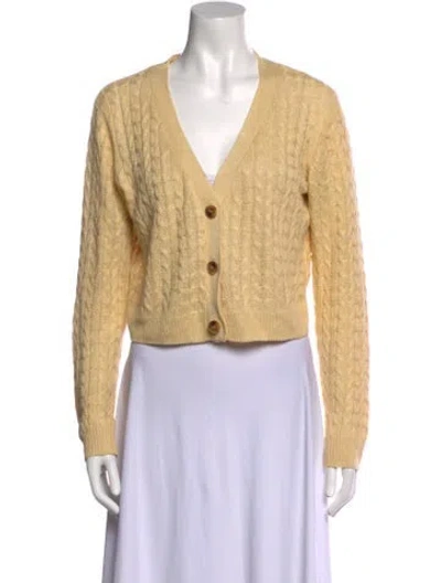 Pre-owned Reformation Linen V-neck Sweater In Yellow