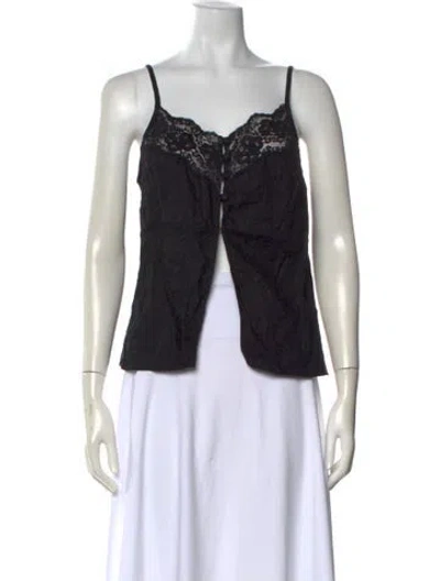 Pre-owned Reformation Linen V-neck Top In Black