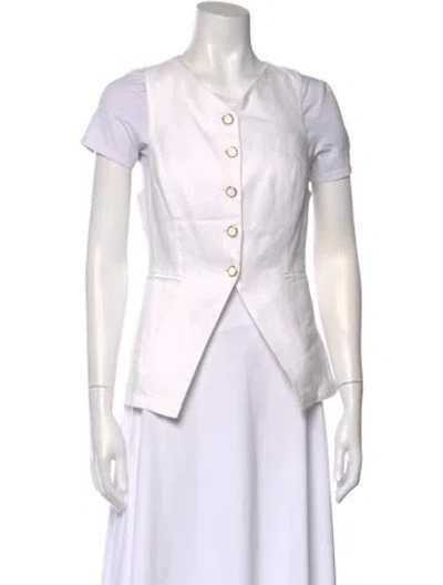 Pre-owned Reformation Linen V-neck Top In White