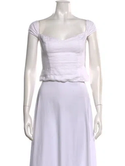 Pre-owned Reformation Linen V-neck Top In White
