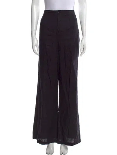 Pre-owned Reformation Linen Wide Leg Pants In Black