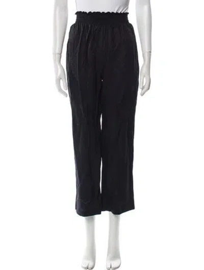 Pre-owned Reformation Linen Wide Leg Pants In Black