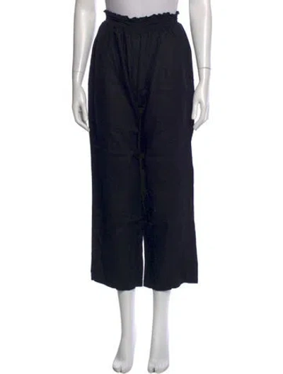 Pre-owned Reformation Linen Wide Leg Pants In Black