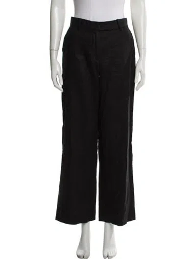 Pre-owned Reformation Linen Wide Leg Pants In Black