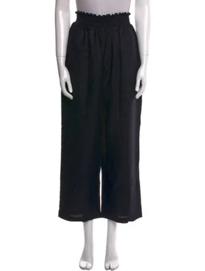 Pre-owned Reformation Linen Wide Leg Pants In Black