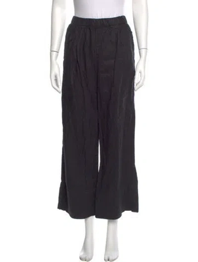 Pre-owned Reformation Linen Wide Leg Pants In Black