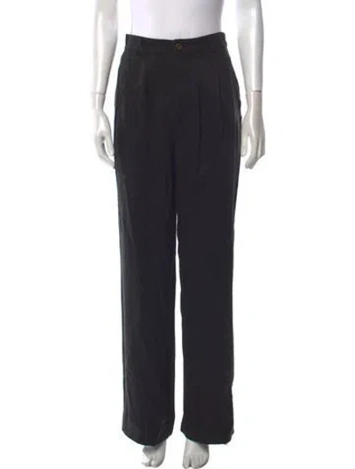 Pre-owned Reformation Linen Wide Leg Pants In Black