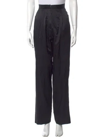 Pre-owned Reformation Linen Wide Leg Pants In Black