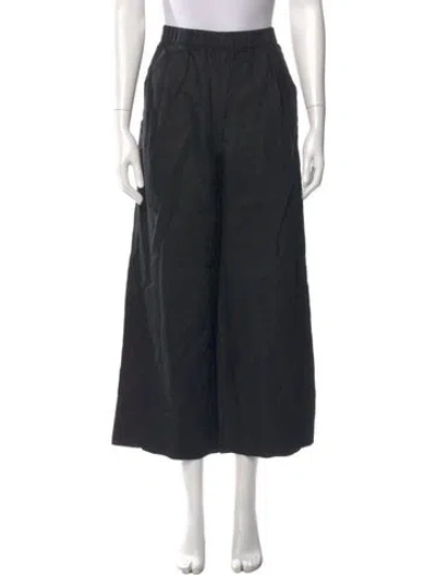 Pre-owned Reformation Linen Wide Leg Pants In Black