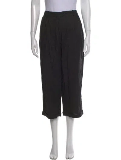 Pre-owned Reformation Linen Wide Leg Pants In Black