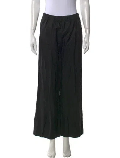Pre-owned Reformation Linen Wide Leg Pants In Black
