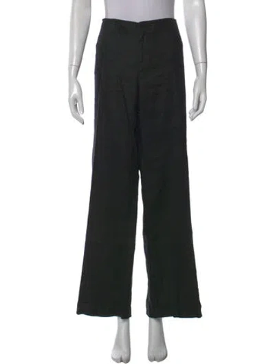 Pre-owned Reformation Linen Wide Leg Pants In Black