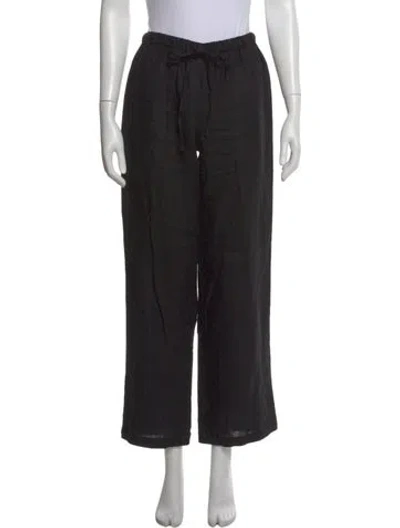 Pre-owned Reformation Linen Wide Leg Pants In Black