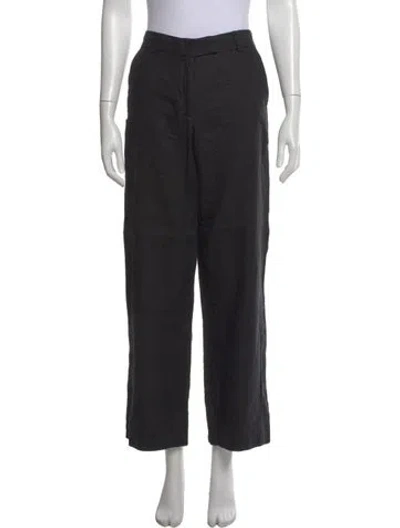 Pre-owned Reformation Linen Wide Leg Pants In Black