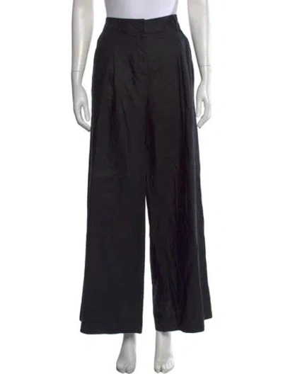 Pre-owned Reformation Linen Wide Leg Pants In Black