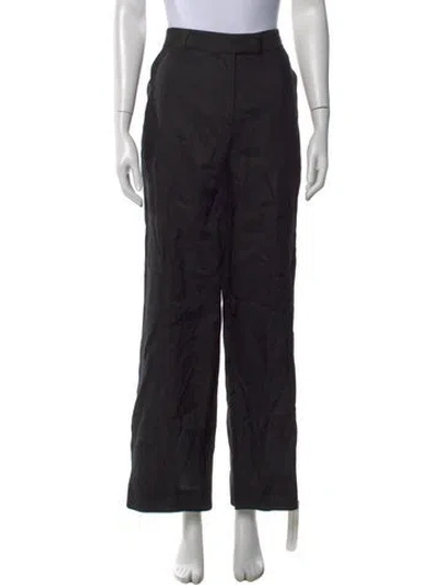 Pre-owned Reformation Linen Wide Leg Pants In Black
