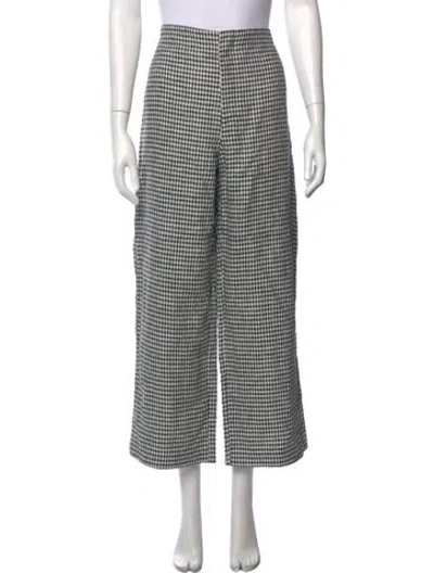 Pre-owned Reformation Linen Wide Leg Pants In Black
