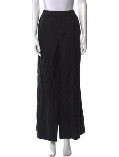 Pre-owned Reformation Linen Wide Leg Pants In Black