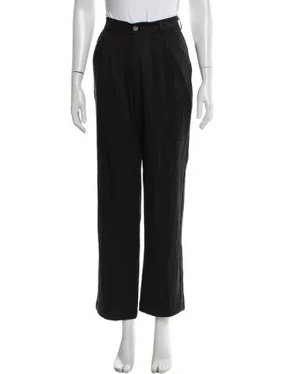 Pre-owned Reformation Linen Wide Leg Pants In Black