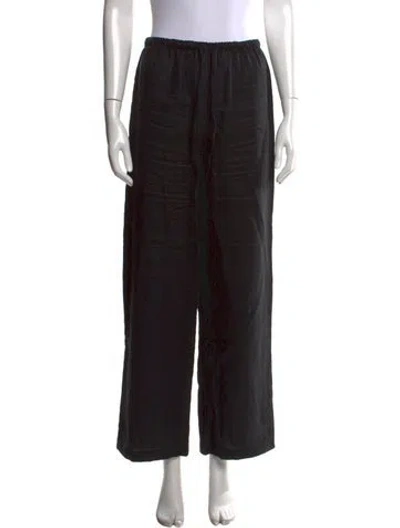 Pre-owned Reformation Linen Wide Leg Pants In Black