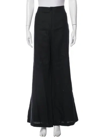 Pre-owned Reformation Linen Wide Leg Pants In Black