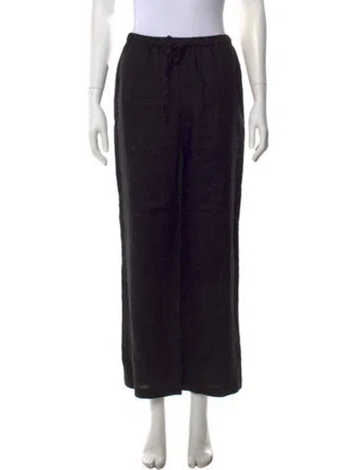 Pre-owned Reformation Linen Wide Leg Pants In Black