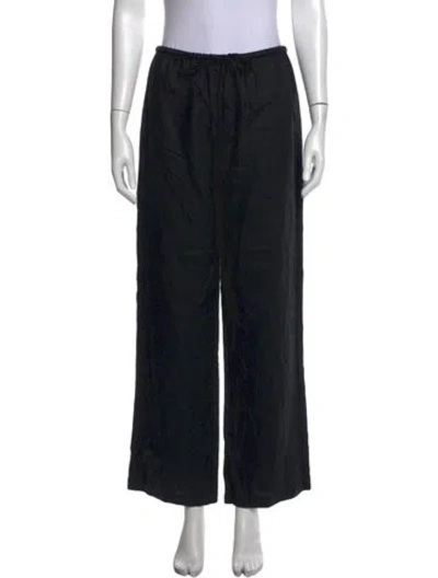 Pre-owned Reformation Linen Wide Leg Pants In Black