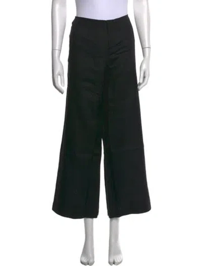 Pre-owned Reformation Linen Wide Leg Pants In Black