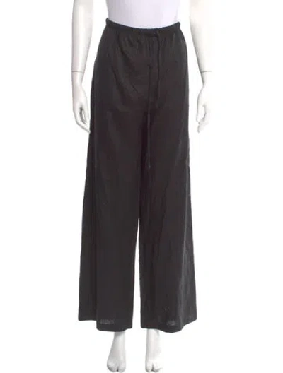 Pre-owned Reformation Linen Wide Leg Pants In Black