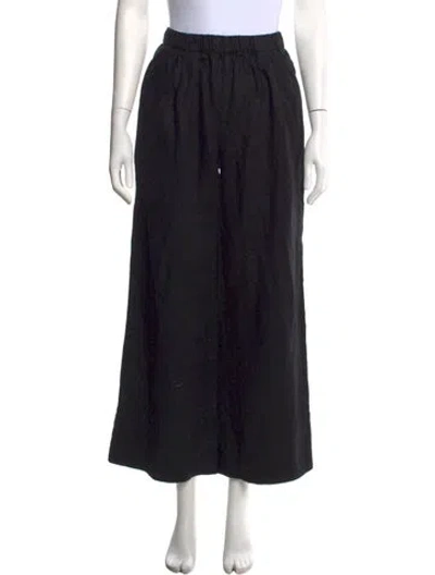 Pre-owned Reformation Linen Wide Leg Pants In Black