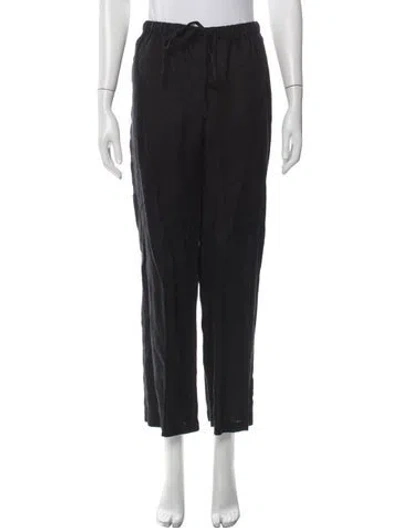 Pre-owned Reformation Linen Wide Leg Pants In Black