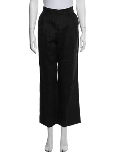 Pre-owned Reformation Linen Wide Leg Pants In Black