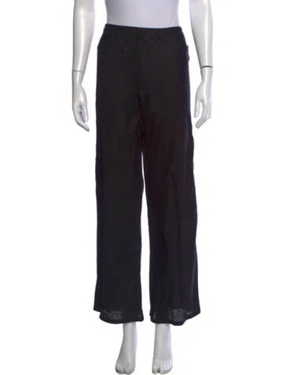 Pre-owned Reformation Linen Wide Leg Pants In Black