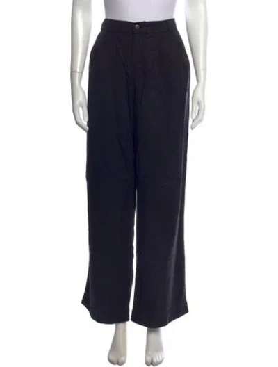 Pre-owned Reformation Linen Wide Leg Pants In Black