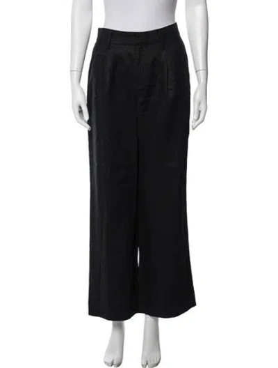Pre-owned Reformation Linen Wide Leg Pants In Black