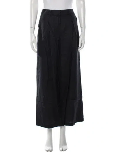 Pre-owned Reformation Linen Wide Leg Pants In Black