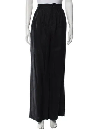 Pre-owned Reformation Linen Wide Leg Pants In Black