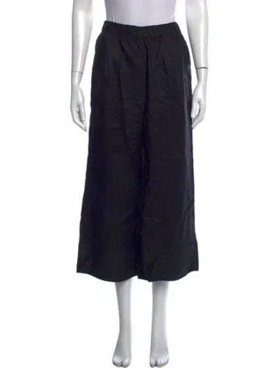 Pre-owned Reformation Linen Wide Leg Pants In Black