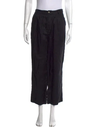 Pre-owned Reformation Linen Wide Leg Pants In Black