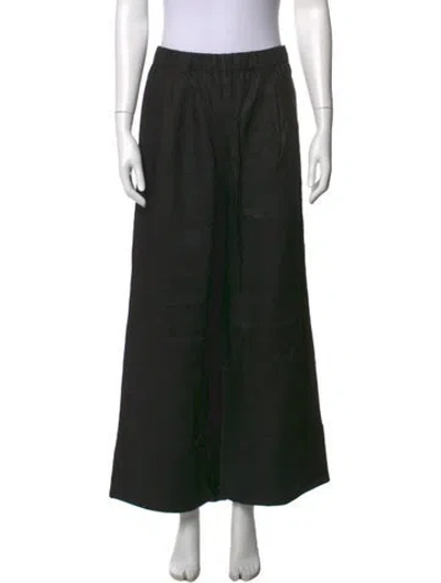 Pre-owned Reformation Linen Wide Leg Pants In Black