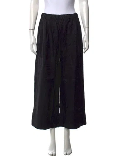 Pre-owned Reformation Linen Wide Leg Pants In Black