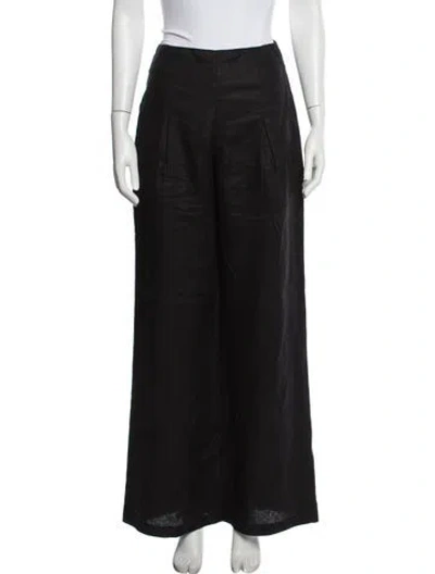 Pre-owned Reformation Linen Wide Leg Pants In Black