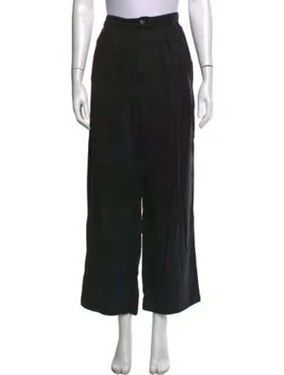 Pre-owned Reformation Linen Wide Leg Pants In Black