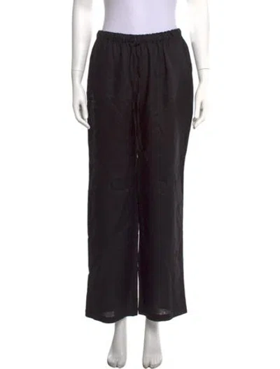Pre-owned Reformation Linen Wide Leg Pants In Black