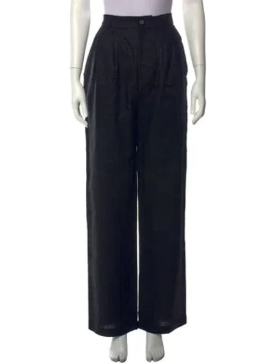 Pre-owned Reformation Linen Wide Leg Pants In Black
