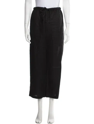 Pre-owned Reformation Linen Wide Leg Pants In Black